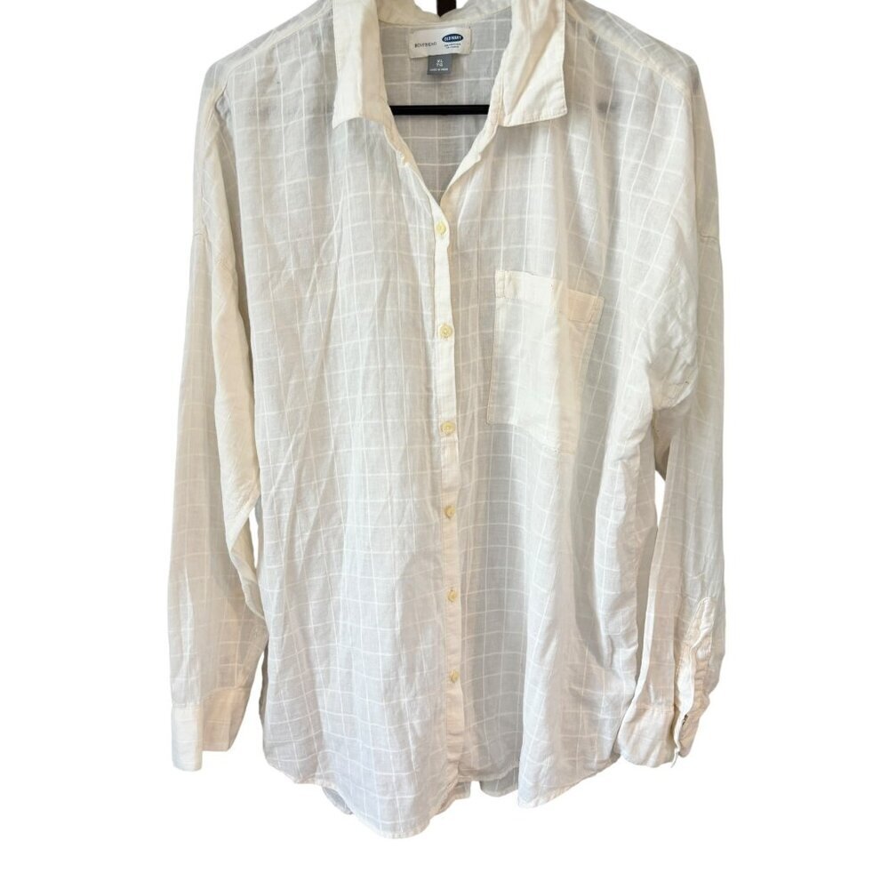 Old Navy Women's Boyfriend-style Longsleeve Buttoned Down Top - Picture 2 of 8